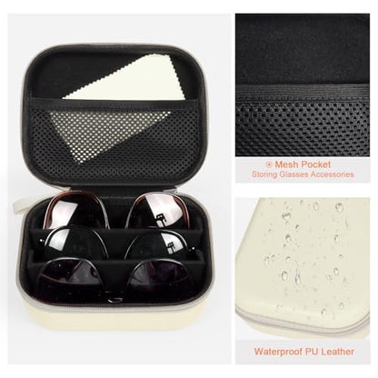 Bukere Travel Sunglasses Organizer Case, PU Leather Adjustable Slots for Multiple Glasses, Hard Eyewear Box for Men Women