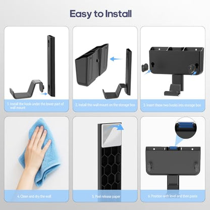 Adhesive Remote Control Holder Wall Mount with Headset Hanger, 3 in 1 Organizer TV/Fan Remote Caddy with Hook for Headphone, No Drill Controller Storage Bracket, Bed Wall Rack