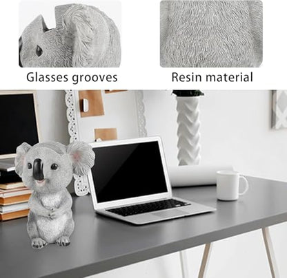 Koala Eyeglass Holder Stand for Office Desk Home Decor | Cute resin animal display stand, holds glasses/sunglasses securely, home office desk decor, funny gift for glasses wearers