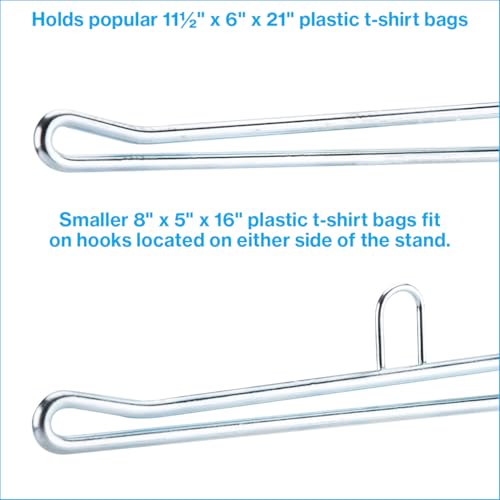 Plastic Grocery Bag Holder - Durable Chrome Stand for Easy Storage - Fits 11½”W x 6”D x 21”H Bags - Compact Unit, 12" W x 12" L x 16" H