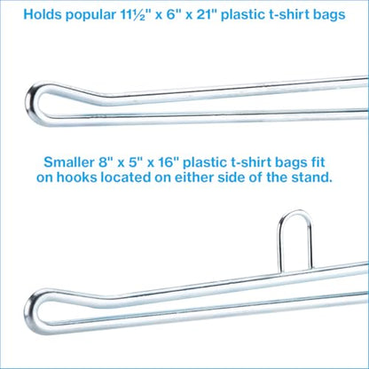 Plastic Grocery Bag Holder - Durable Chrome Stand for Easy Storage - Fits 11½”W x 6”D x 21”H Bags - Compact Unit, 12" W x 12" L x 16" H