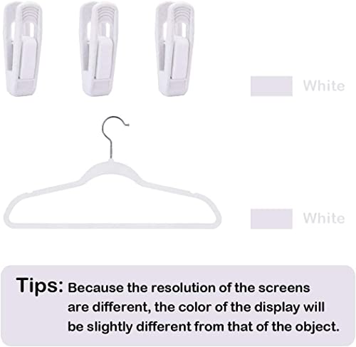 Velvet Hangers Clips, Pants Hangers Velvet Clips(40pc, White) | Strong Finger Clips Perfect for Thin Velvet Hangers