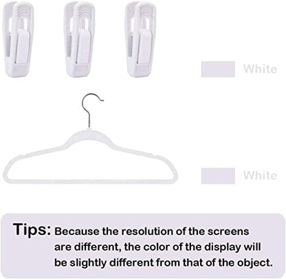 Velvet Hangers Clips, Pants Hangers Velvet Clips(40pc, White) | Strong Finger Clips Perfect for Thin Velvet Hangers