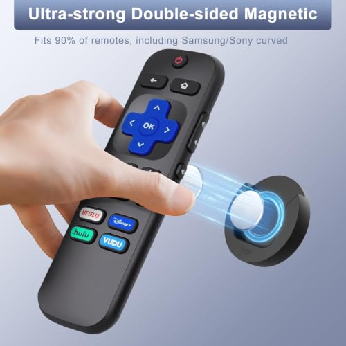 YYILIS Magnetic Remote Control Holder Wall Mount, Self-Adhesive Bedside Caddy for TV Backside/Bedroom/Office/RV Home Organizer Storage(Black 8)