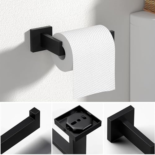 JOPOFI 5 Piece Towel Bar Set - 15.7Inch Bathroom Towel Holder - Matte Black | Stainless Steel Towel Racks for Bathroom Wall Mounted, Towel Rod for Bathroom Wall