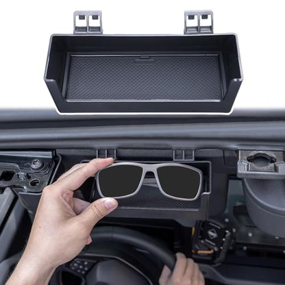 TOPINSTALL Upgraded Sunglasses Holder for 2021-2026 Ford Bronco Accessories | 1 Pack Sun Visor Hanging Box Card Storage Organizer Compatible with Bronco 2/4 Doors (Not for Sport Model)