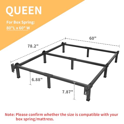 Metal Bed Frame, 9-Leg BES Base for Box Spring, Queen, 8 Inch