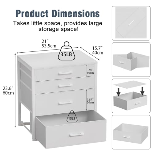 Espelism Closet Drawers with 4 Fabric Drawers, Stackable Closet Organizer | Storage dresser for clothes, accessories and essentials. Ideal for bedroom, office and dorm organization.