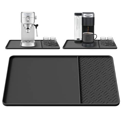 Silicone Coffee Mat with Raised Edges 19" x 12" – Waterproof Countertop Mat, Coffee Maker Pad, Espresso Machine Mat, Heat Resistant Dish Drying Mat