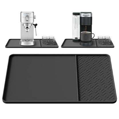 Silicone Coffee Mat with Raised Edges 19" x 12" – Waterproof Countertop Mat, Coffee Maker Pad, Espresso Machine Mat, Heat Resistant Dish Drying Mat