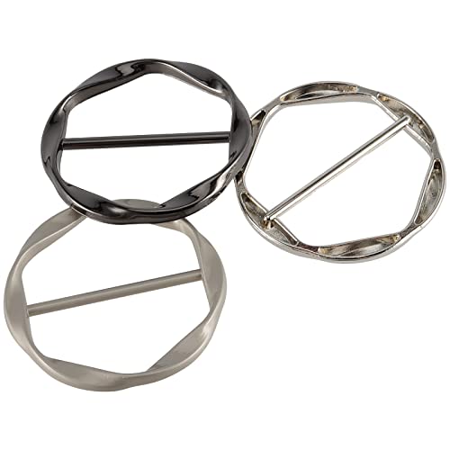 HOZEON 30 PCS Scarf Ring Clips, Silk Scarf Ring Clip, T-shirt Ring Clips Waist Buckle Clip Metal Circle Buckle Ring Holder for Clothes, Hat, Belt Fashion Decor, 6 Colors