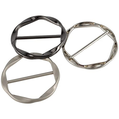 HOZEON 30 PCS Scarf Ring Clips, Silk Scarf Ring Clip, T-shirt Ring Clips Waist Buckle Clip Metal Circle Buckle Ring Holder for Clothes, Hat, Belt Fashion Decor, 6 Colors