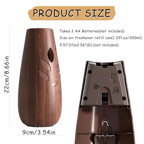 Automatic Spray Dispenser,(2-Pack) Adjustable Air Freshener Dispenser, Wall Mounted or Standing Aerosol Sprayer for Living Room Bathroom Bedroom Hotel Office Commercial Place (Dark Wood)