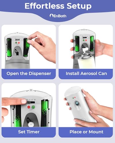 Automatic Air Freshener Spray Dispenser, White Wall Mounted or Free Standing Battery Operated Sprayer for Home or Commercial Use, 3 Auto Time Settings for Scent Release for Room/Bathroom Freshness