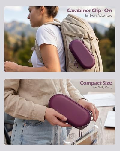 ProCase Hard Double Sunglasses Glasses Case for Men Women -Plum | EVA Shell Shockproof Dual Eyeglass Case with Metal Hook Velvet Lining, Travel Zipper Organizer for Couple Gifts(1 Pack)