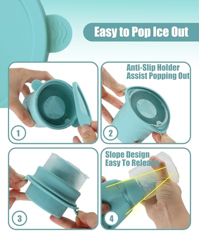 Ice Molds for Owala 24-40oz, Set of 3, Food-Grade Soft Silicone, No White Residue, Easy to Release, Straw Placement Compatible with Owala FreeSip, Keeps Drinks Cold Longer (Light Blue)