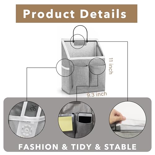 Kanrichu 2pcs Wall Hanging Storage Bag, Wall Hanging Baskets for Organizing as Over the Door Organizer, Wall File Organizer, Rv Storage and Organization. For Bedroom, Office, Camper (Gray-Upgraded)