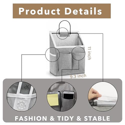 Kanrichu 2pcs Wall Hanging Storage Bag, Wall Hanging Baskets for Organizing as Over the Door Organizer, Wall File Organizer, Rv Storage and Organization. For Bedroom, Office, Camper (Gray-Upgraded)