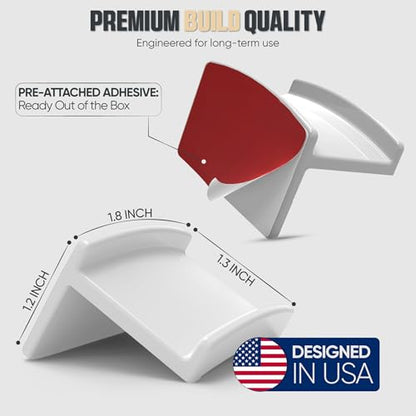 Adhesive Hat Hooks for Wall (16-Pack) - Minimalist Hat Rack Design, No Drilling, Strong Hold Hat Hangers - USA Patented, White