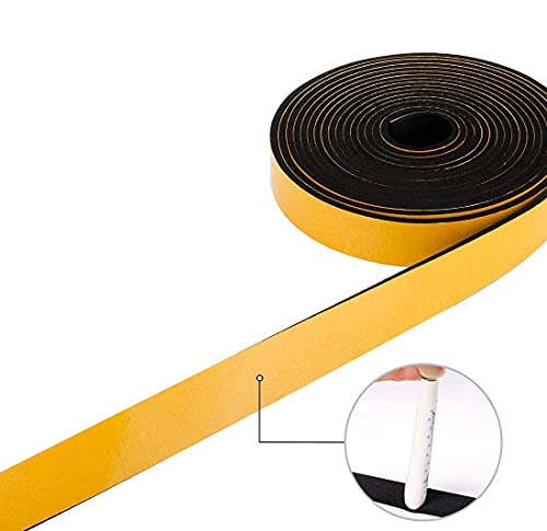 CloudBuyer Weather Stripping Foam 2-Roll, 1 Inch Wide X 3/4 Inch Thick, Insulation Strips with Adhesive for Door & Automotive, Air Conditioner Seal (13 Feet Total, 6.5 Feet/Roll)