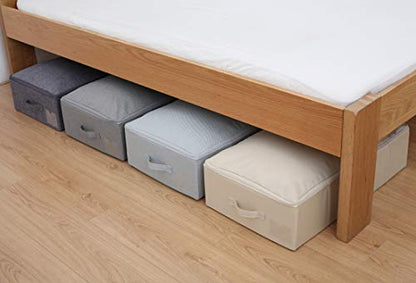 Under Bed Clothing Storage Organizer Boxes with Lid, Dark Gray | Underbed Storage Basket Container, 27.5*15.7*7", Folding, Rigid Sturdy Fabric Bins, 3-Size Zipper, Washable,space saving