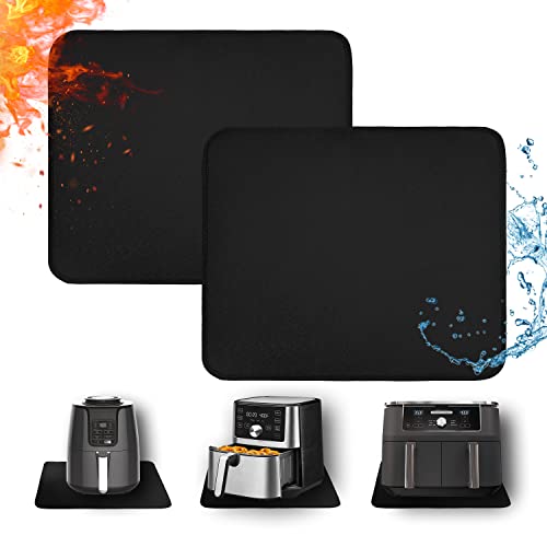 2 PCS Heat Resistant Mats for Countertop Air Fryer, 18x15in, Black | 1022 ℉ Fireproof mat, air fryer accessories for ninja, cosori, waterproof hot pads for kitchen toaster, oven, coffee maker
