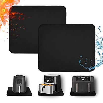 2 PCS Heat Resistant Mats for Countertop Air Fryer, 18x15in, Black | 1022 ℉ Fireproof mat, air fryer accessories for ninja, cosori, waterproof hot pads for kitchen toaster, oven, coffee maker