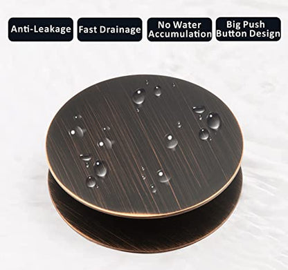 Universal Bathroom Sink Drain Stopper, Fits Most Pop-Up Drains for Vessel Sink Lavatory Vanity, Sink Drain Strainer with Detachable Hair Catcher, Tested by Plumber in US (Oil Rubbed Bronze)