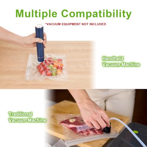 60 PCS Vacuum Sealer Bags for Food, BPA-Free Reusable Vacuum Zipper Bags with Upgraded Air Valve, Sous Vide & Meal Prep Vacuum Storage Bags, Compatible with Handheld & External Vacuum Sealer Machines