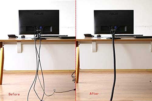 Alex Tech 25ft - 1/2 inch Cord Protector Wire Loom Tubing Cable Sleeve Split Sleeving For USB Cable Power Cord Audio Video Cable – Protect Cat From Chewing Cords - Black