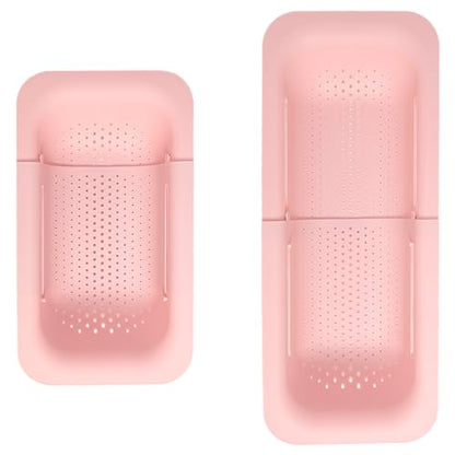 Paris Hilton Over the Sink Expandable Colander, Extendable Strainer, Adjustable from 14.5 inches to 19.5 inches, Fits most kitchen sinks, Made without BPA, Pink