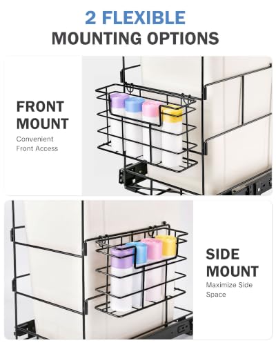 Bulado Pull Out Trash Can Under Cabinet with Removable Trash Bag Holder | Space Saving Under Sink Trash Can, Fits 30–40 Qt Bins, Supports 125 lbs, Easy Install, Soft-Close Slide, Bin Not Included