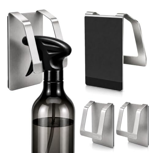 KIHOGEM Magnetic Spray Bottle Hanger | Stainless Steel Spray Bottle Holder with Strong Magnetic Backing for Refrigerator Grill RV (4pcs)