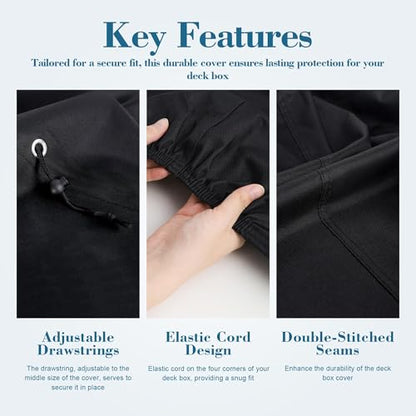 Deck Box Cover, Waterproof 600D Oxford, 52 x 27 x 27 in | Heavy-Duty 600D Fabric, Waterproof Protection, UV Resistant, Outdoor Storage Cover, Waterproof Outdoor Furniture Covers