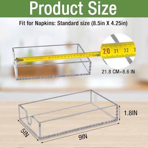 Napkin Holder, Acrylic Napkin Holder for Table Clear Hand Towel Holder for Bathroom 9x5x1.8 Inch Napkin Tray for Kitchen Dinner Hotel, Acrylic Tray for Paper Napkin, Bathroom Accessories