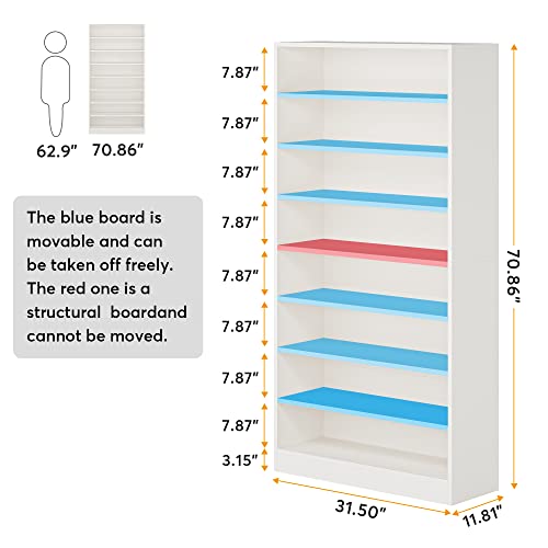 Tribesigns Shoe Cabinet, 9 Tiers 40-45 Pairs Heavy Duty Wood Freestanding Shoe Storage Cabinet, 70.8'' Tall Shoe Organizer with Open Storage for Entryway, White