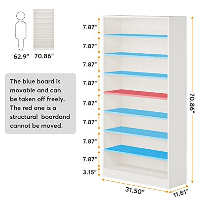 Tribesigns Shoe Cabinet, 9 Tiers 40-45 Pairs Heavy Duty Wood Freestanding Shoe Storage Cabinet, 70.8'' Tall Shoe Organizer with Open Storage for Entryway, White