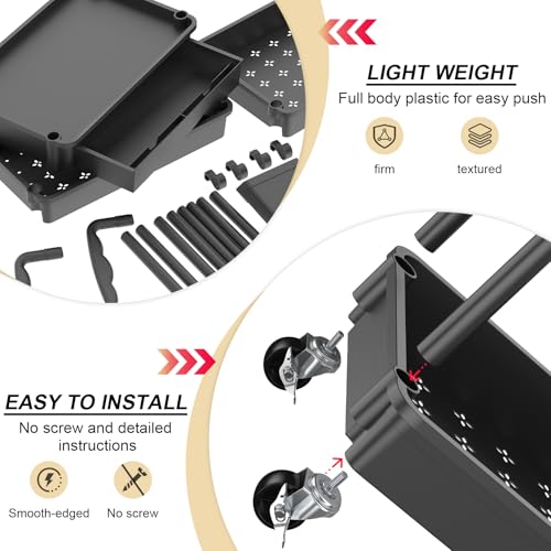 Goovilla 3 Tier Rolling Utility Cart Organizer with Removable Drawer, Black | Stable and Sturdy Rolling Storage Carts with 2 Lockable Wheels for Bathroom, Kitchen, Snack, Craft, Makeup, Baby Essentials