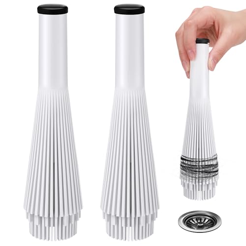 Feekoon 2 Pack Lint Trap for Washer and Utility Sink Drains, Hair Catcher | Fits 1.5 to 1.75 Inch Drains, Nylon Mesh, T Shape Rubber Plug, For Laundry Rooms and Utility Sinks, Removable for Cleaning