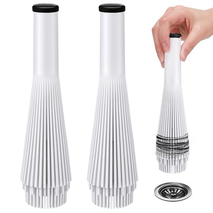 Feekoon 2 Pack Lint Trap for Washer and Utility Sink Drains, Hair Catcher | Fits 1.5 to 1.75 Inch Drains, Nylon Mesh, T Shape Rubber Plug, For Laundry Rooms and Utility Sinks, Removable for Cleaning