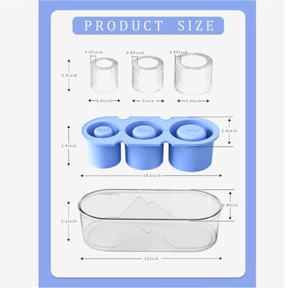 Silicone Ice Mold for Stanley Cup 30 40oz, Tumbler Ice Maker | Easy Fill and Release Without Touching Ice, Ice Cube Tray with Clear Lid and Bin for Freezer, Whiskey, Cocktail (Blue)