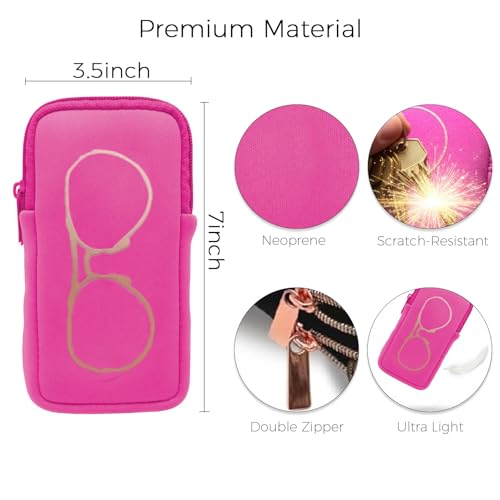 Double Glasses Case Neoprene Pouch Soft Eyeglass Sunglasses Cases With Cleaning Cloth