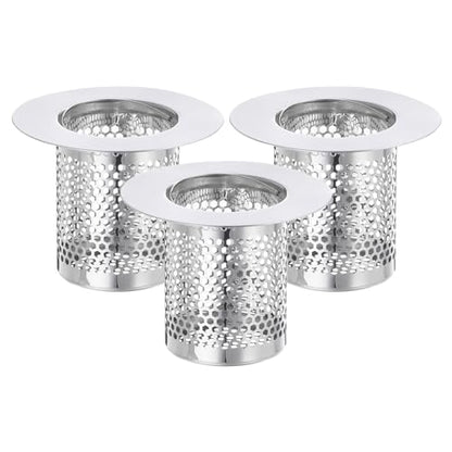 uxcell 2 Pack Shower Drain Strainer, 2" x 2.5" Stainless Steel Floor Drain Strainer Deep Sink Hair Catcher for Kitchen Bathroom Balcony Floor Drain, Fit Hole Size from 1.57" to 2.56"