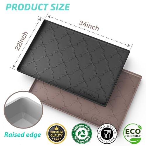 Waterproof Under Sink Mat 34" x 22", Silicone Mat Kitchen liner | BPA-Free Silicone Mat with Raised Lip Protects Cabinets from Leaks, Versatile Home Organizer for Bathroom, Pets, Boots, Floor