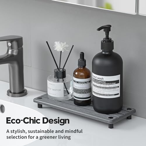 Sink Caddy Kitchen Sink Organizer, Water Absorbing Stone Tray for Sink,Diatomite Bathroom Counter Tray,Faucet Drying Mat Protector Coaster Soap Dish Rack Riser Vanity Dispenser Sponge Holder,10" x 4"
