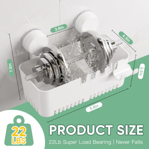 LUXEAR Shower Caddy Suction Cup Shower Basket 2 Pack, NO-Drilling Removable Plastic Shower Shelf Organizer for Bathroom Storage & Kitchen Max Hold 22lbs,Waterproof,One Second Installation Shower Rack