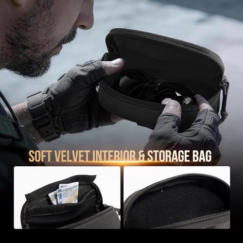 ONETIGRIS Tactical Hard Shell Eyeglasses Case, MOLLE Sunglasses Pouch | Fits most regular glasses,1000D nylon hard shell glasses case, crush-proof PP liner, inner pocke, quick-access two way zipper