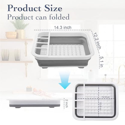 Collapsible Bowls, Plates, and Dishes Drainer, Portable Space-Saving Dish Rack for Kitchen, RV, Campers, and Travel Trailers