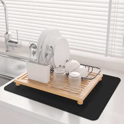 Stove Top Cover for Electric Stove- Range Covers for Electric Stove,Silicone XXL Dish Drying Mat, Glass Cooktop Covers, Flat RV Range top Mats (Black, 28"x20")