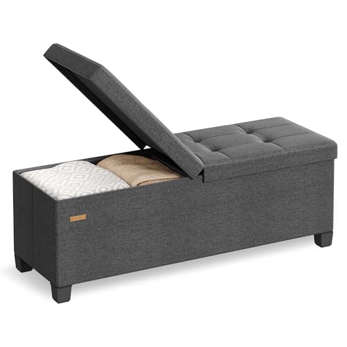 Storage Ottoman Bench with Legs, Folding Ottoman F... (Slate Gray)